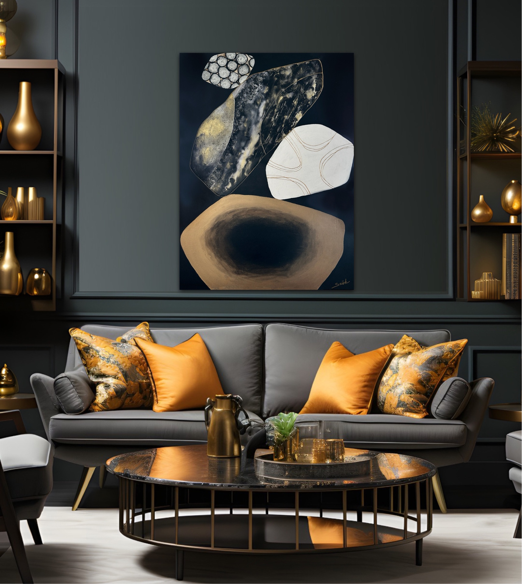 SZOK Art placed in luxury interior, Gravity of Silence