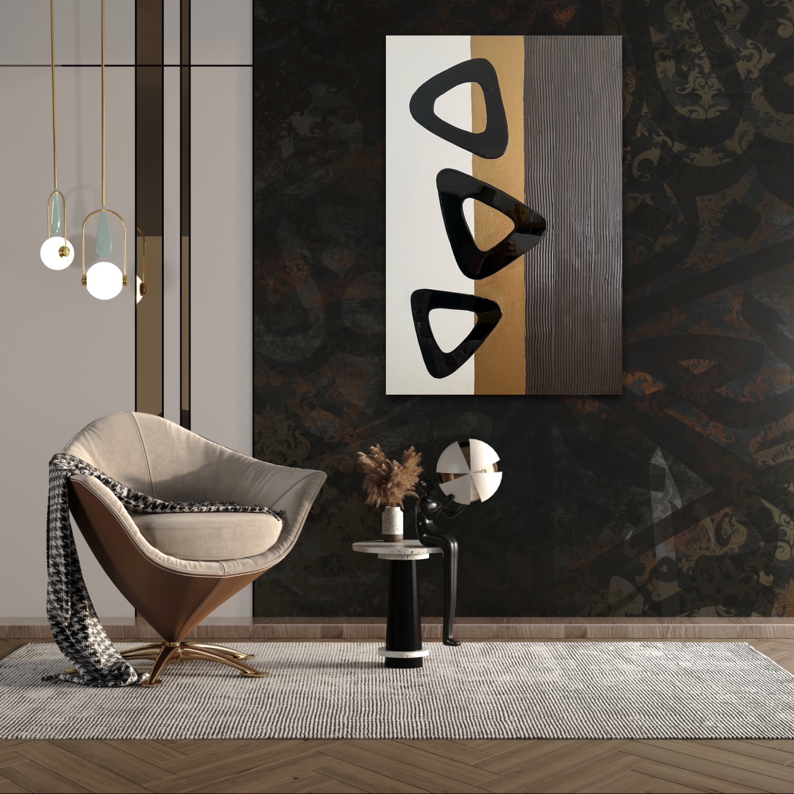 SZOK Art placed in luxury interior, Echoes in Geometry