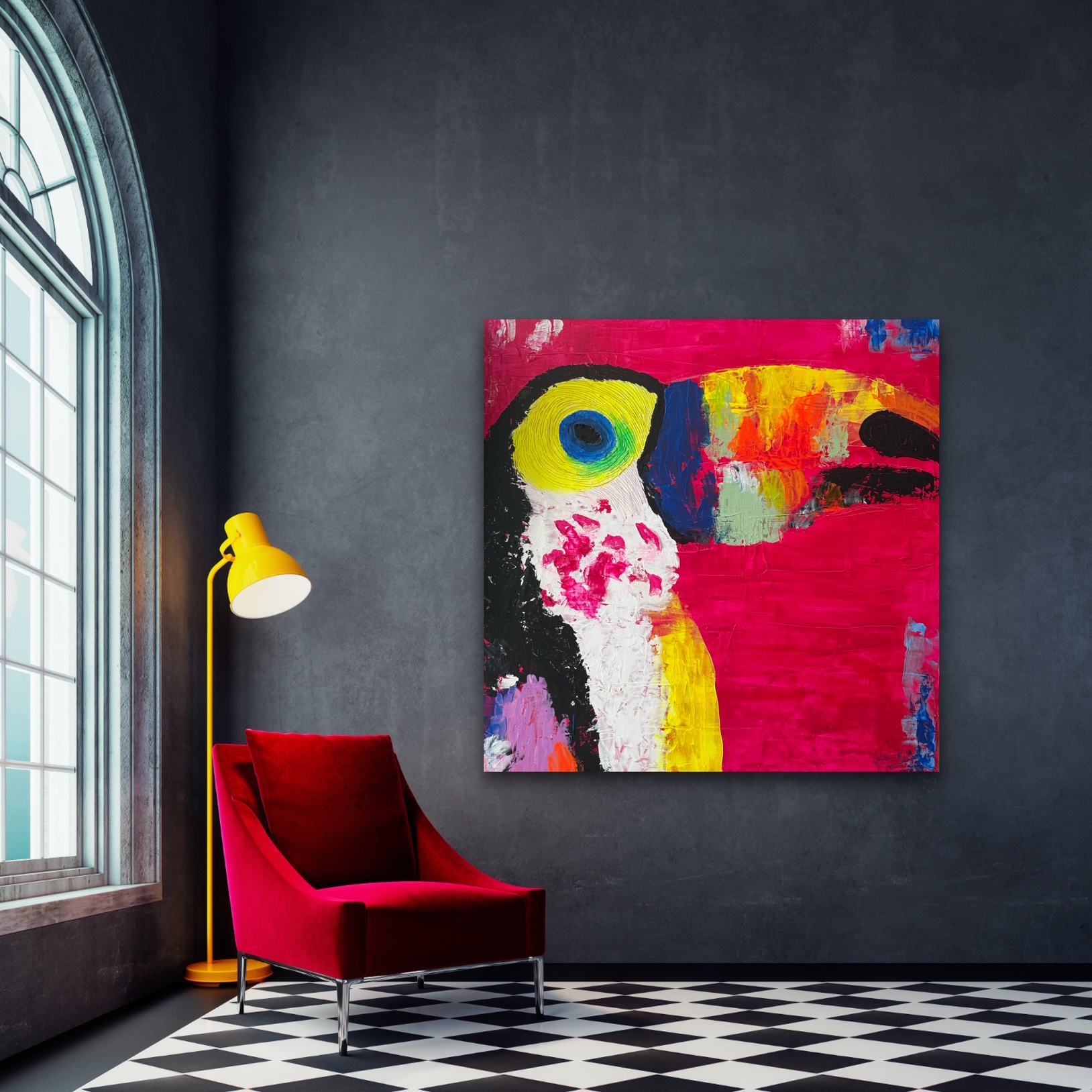 SZOK Art placed in luxury interior, Tropical Rebellion